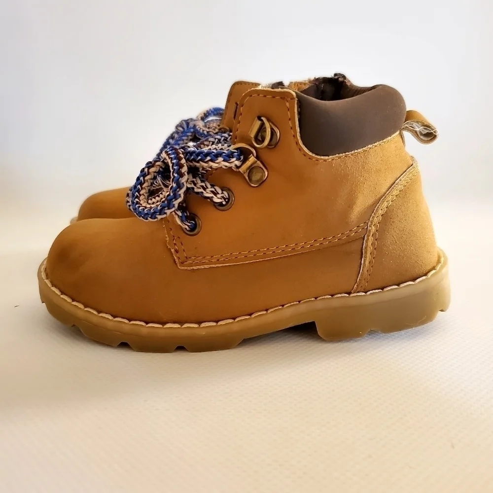 Gymboree Boys Casual Tie Boots Tan Lace Up Shoes Size 7